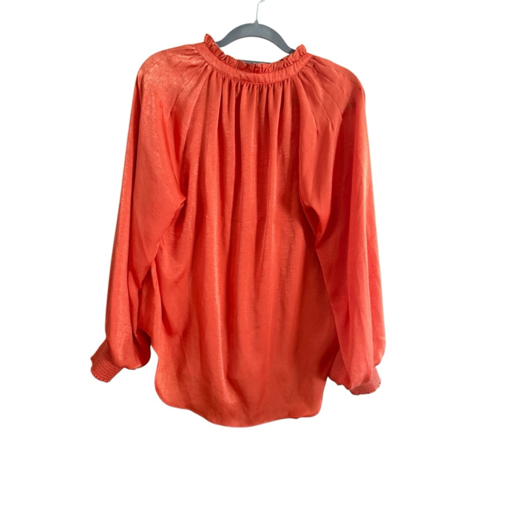 Women's Tahari Orange Long Sleeve Blouse XL - Picture 3 of 9